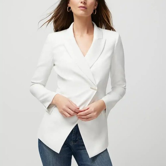 WHBM $190 WHBM® Studio Blazer Ecru Off White  10 12 14 - Picture 2 of 8